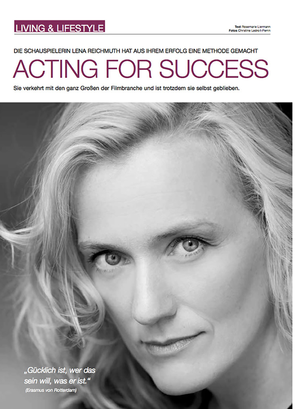 ACTING DOR SUCCESS by Lena Reichmuth - "Aus dem Erfolg eine Methode kreiert"