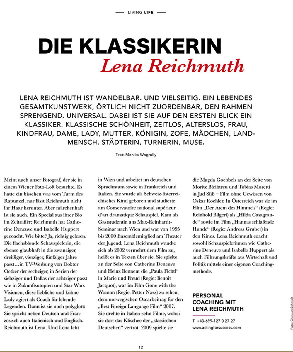 ACTING FOR SUCCESS by Lena Reichmuth - "DIE KLASSIKERIN-Lena Reichmuth""