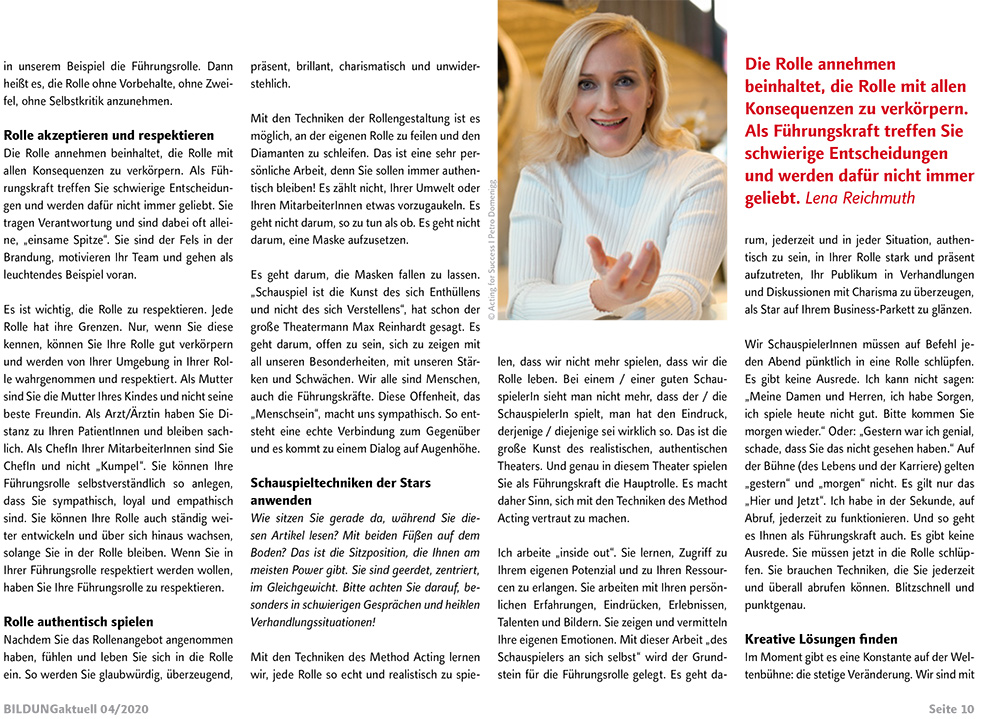 ACTING FOR SUCCESS by Lena Reichmuth - "So werden Sie zum Star"